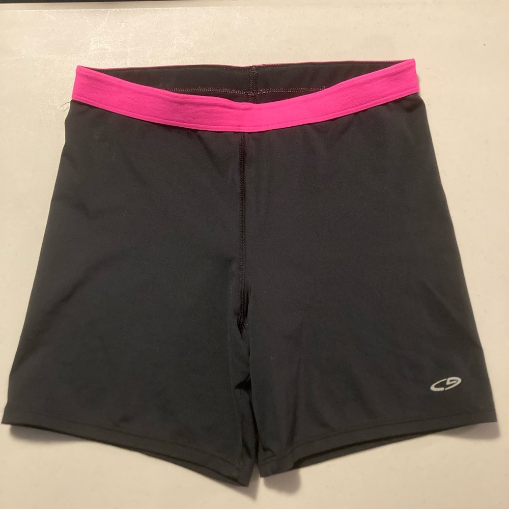 Champion Black Spandex, Pink Waistband. Size XL (14-16)